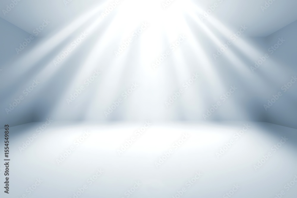 Aufkleber empty white room with light rays for virtual studio background and product display