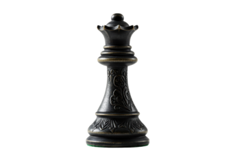 Isolated Ornate Metal Queen Chess Piece on White