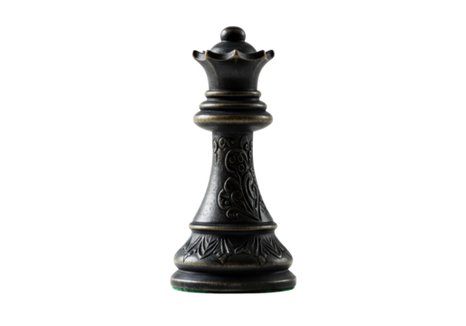 Isolated Ornate Metal Queen Chess Piece on White
