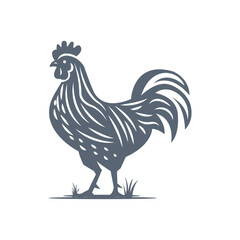 Stylized Rooster Illustration Farm Animal, Bird, Design, Graphic, Vector, Cock, Crest, Feathers,