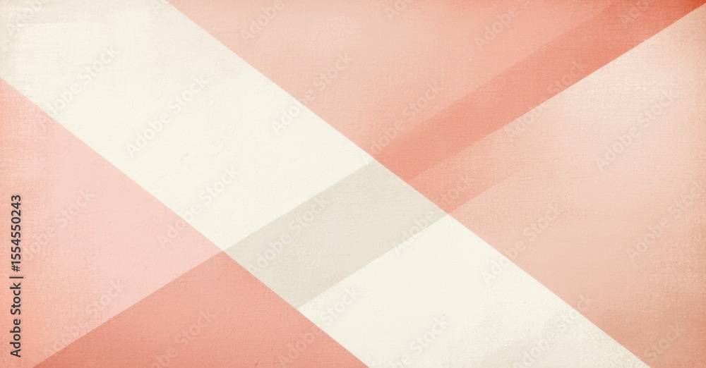 Poster Abstract geometric design. Soft pinks, creams create diagonal patterns. Texture suggests paper or canvas background. Minimalist aesthetic.