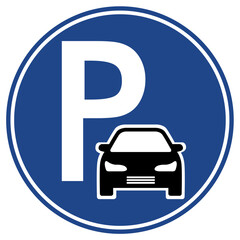 P blue car parking sign. Simple icon on transparent background. Indicate designated vehicle parking areas. Ideal for maps, navigation, traffic signage, and transport apps. Vector illustration