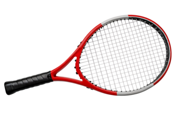 Red and grey tennis racquet isolated on a white background png ai generated