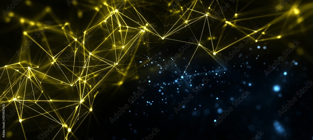 Poster futuristic technology background with interconnected lines and points for data visualization