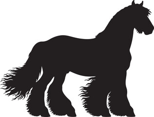 Carthusian Spanish horse in silhouette vector pure white background.