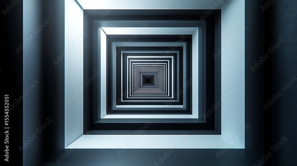 Poster abstract geometric tunnel perspective with receding squares for modern backgrounds