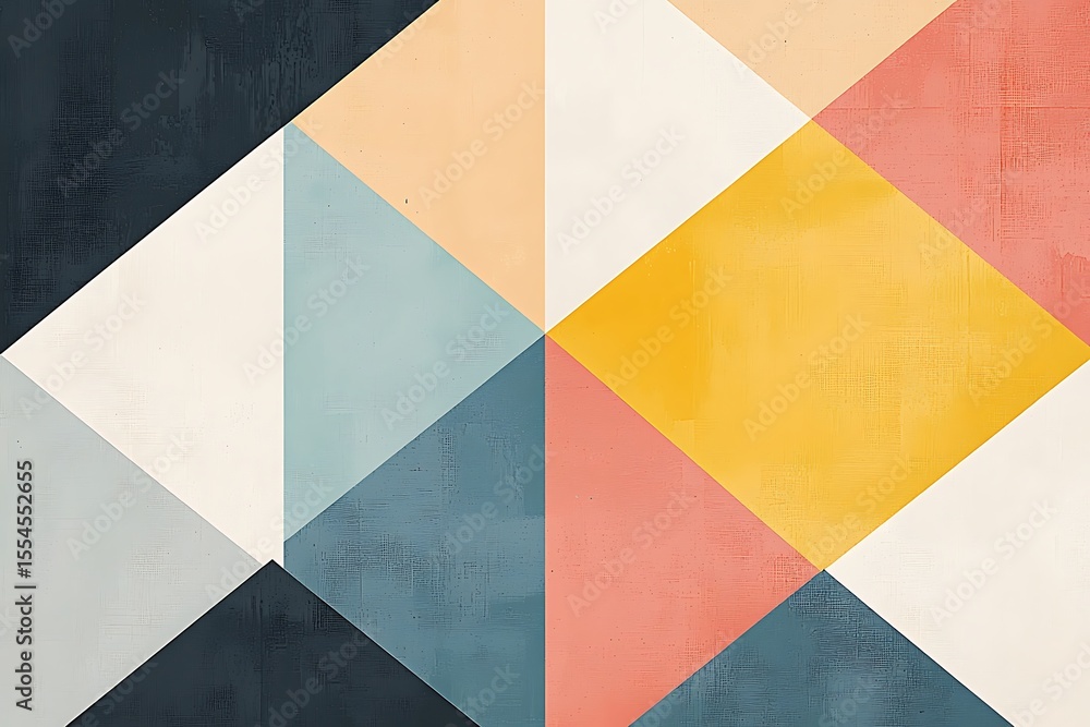 Poster colorful geometric triangle pattern background with retro vibes and pastel color palette