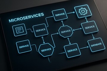 Technological Microservices Blueprint with Digital Nodes for Tech Presentations