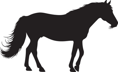  Cerbat mustang in silhouette vector pure white background good  looking.