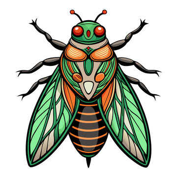 vector illustration of cartoon cicada