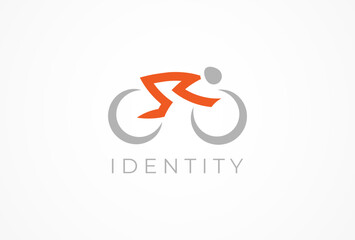 Initial Letter R bicycle Logo, Sporty Letter R with bicycle combination, vector illustration