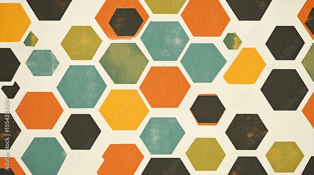 Poster retro honeycomb pattern: geometric design background