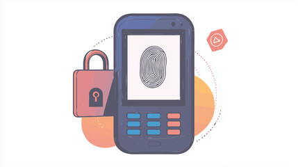 Mobile Phone Fingerprint Scan Padlock Cyber Security Data Protection
