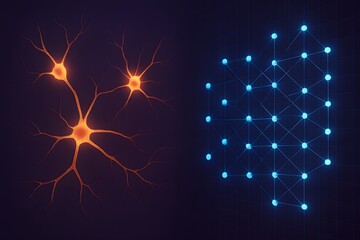 Neural Pathways vs AI Nodes with Brain and Digital Connections for Tech Concepts