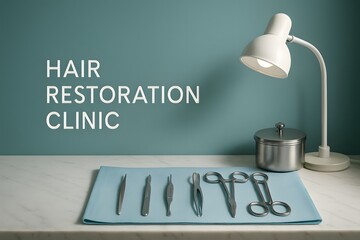 Modern Hair Clinic Banner with Sleek Design and Professional Aesthetics for Health Marketing