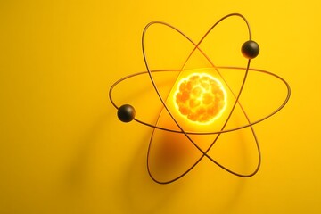 Atomic Energy Visualization with Glowing Particles and Scientific Data for Tech Presentations