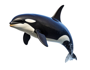 Obraz premium Orca Pod Swimming Underwater in Deep Blue Ocean, isolated on transparent background