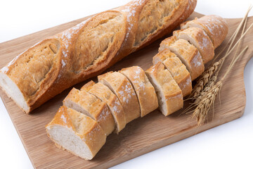 Freshly Baked French Baguette isolated on white background