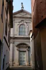 Historic buildings along via Ambrogio Binaghi in Abbiategrasso, Milan, Italy