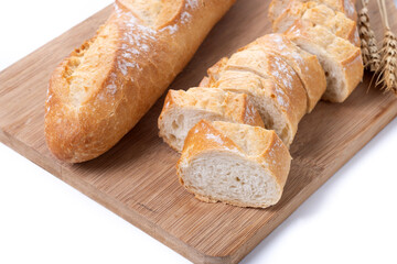 Freshly Baked French Baguette isolated on white background
