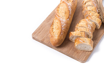 Freshly Baked French Baguette isolated on white background