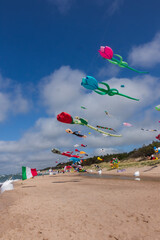Latawce na plaży w dąbkach. Morze bałtyckie. © Jarosław