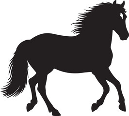 Connemara pony in silhouette vector pure white background good.