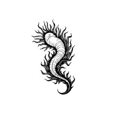 Mystical creature with flowing tendrils tattoo style drawing is perfect for artistic design illustration, and branding