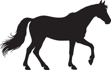 Obraz premium Corsican horse in silhouette vector pure white background.