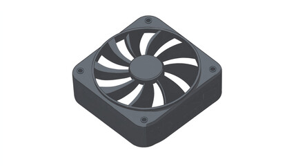 Computer Cooling Fan Isometric View PC Hardware Component







