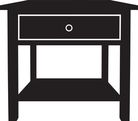 Minimalist Bedside Table in Black | Silhouette Vector Illustration Format