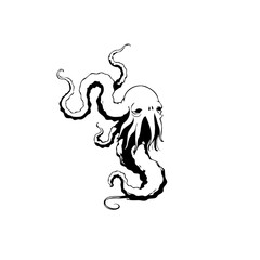 Detailed black and white drawing of an octopus illustration in a vintage style octopus vector