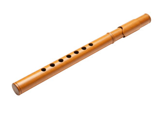 Naklejka premium Isolated Wooden Recorder with Finger Holes