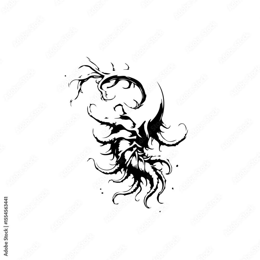 Fototapete intricate abstract design featuring organic shapes intertwined with sharp lines creating a visually 