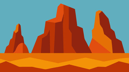 Stylized desert landscape with red rock formations and blue sky © Rashada