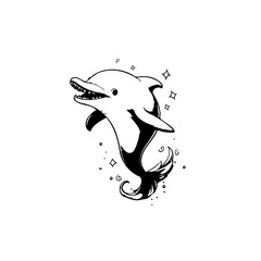 Delightful depiction of a playful dolphin joyfully leaping and glistening under the ocean's radiant surface and sparkle