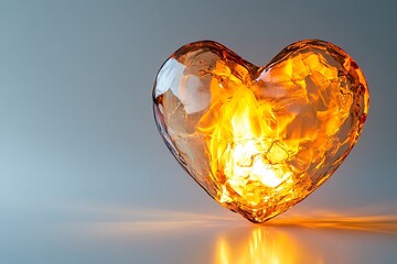 Fototapeta premium Glowing Amber Heart: Love, Passion, and Romance