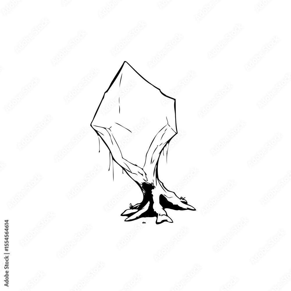 Poster abstract illustration of a crystal tree with intricate details and minimalist design aesthetic a tim