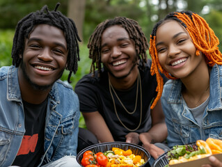 Joyful Friends Enjoying Outdoor Picnic