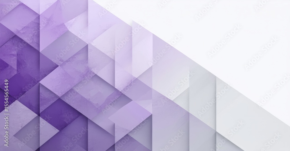 Poster Abstract geometric background. Purple shades create dynamic triangular pattern. Clean white space offers contrast, modern aesthetic.