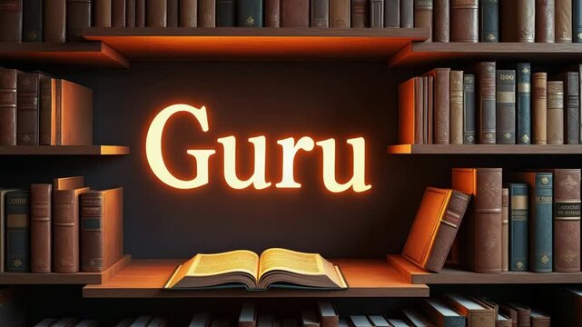 Financial gurus concept, Bookshelf Library Illuminated Knowledge and Wisdom for Education, Reading, and Literature Enlightenment