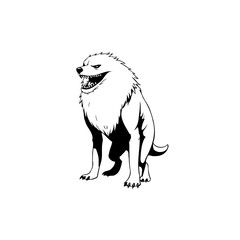 A captivating fierce wolf illustration displaying power in black and white vector format showcasing nature beauty and wild