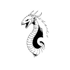 Fototapeta premium Mystical dragon illustration with intricate line art a symbol of power and ancient legends design element