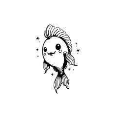 Whimsical aquatic friend: A cute cartoon fish illustration radiating charm and endearing appeal to audiences