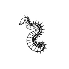 Obraz premium Hand drawn seahorse with spikes illustration of aquatic creature in cartoon style graphic design art it is perfect for decoration