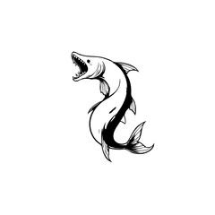 Stylized barracuda predator fish artwork illustration featuring a distinctive pose and monochrome color scheme offering unique visual charm