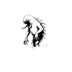 Creepy monster illustration with sharp claws and a long tongue black artwork is fantastic