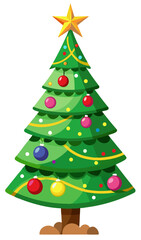 Stylized christmas tree isolated on white background in simple design