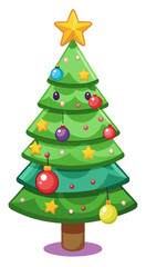 Stylized christmas tree isolated on white background with simple design