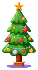 Stylized christmas tree isolated on white background in simple design